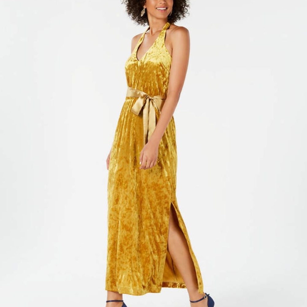 NWT Avec Les Filles Velvet Halter Maxi Dress